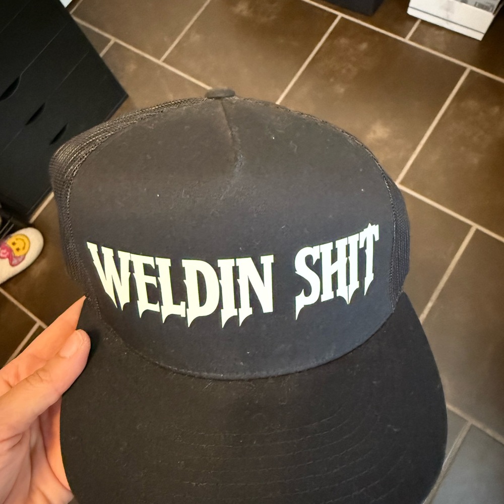 Black Trucker Hat with Bold White Text
